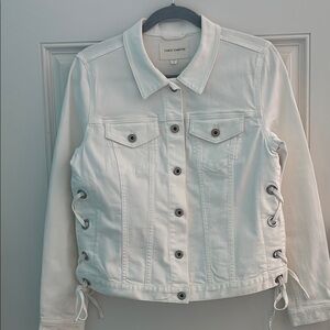 Vince Camuto Women's Ivory Lace-Up Denim Jacket